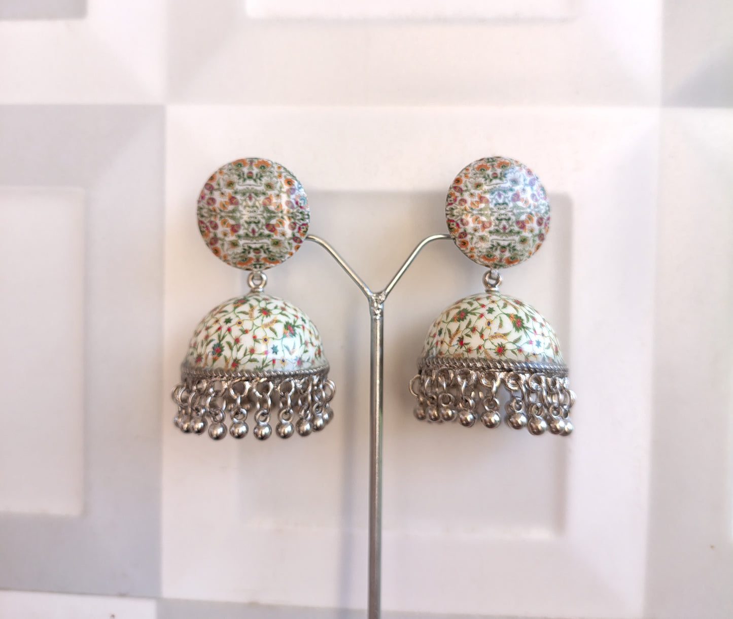 beautiful printed jhumkas