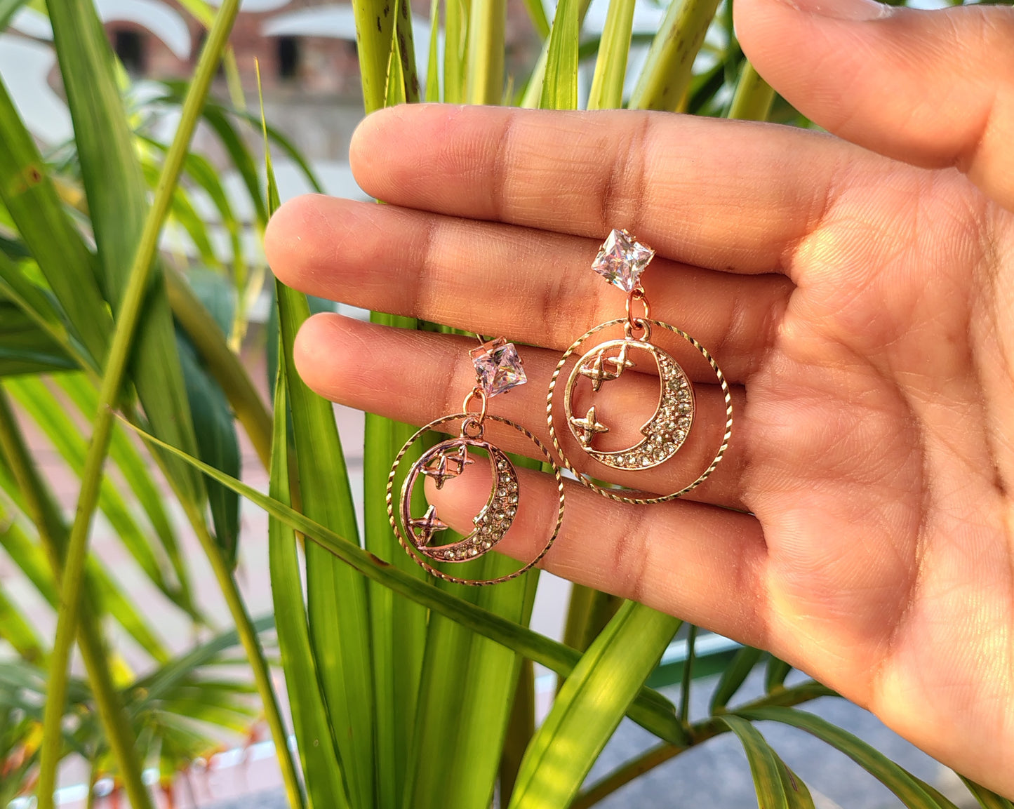 Korean rose gold earrings