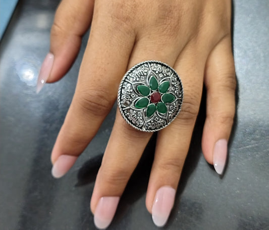 oxidized silver statement ring