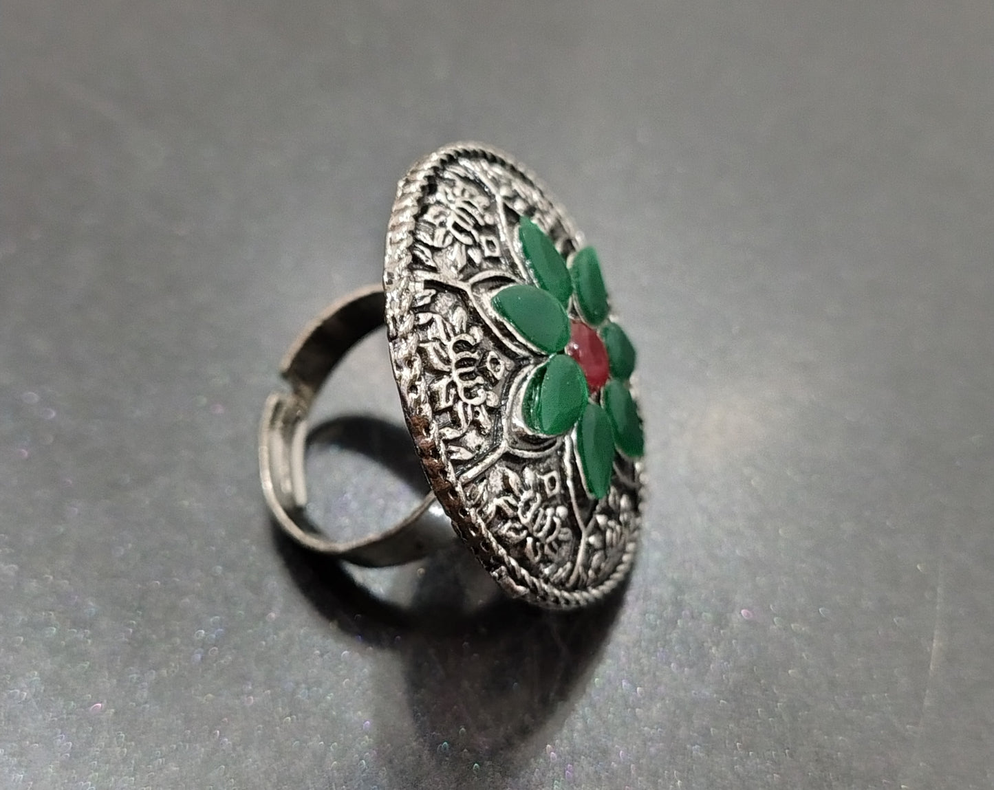 oxidized silver statement ring