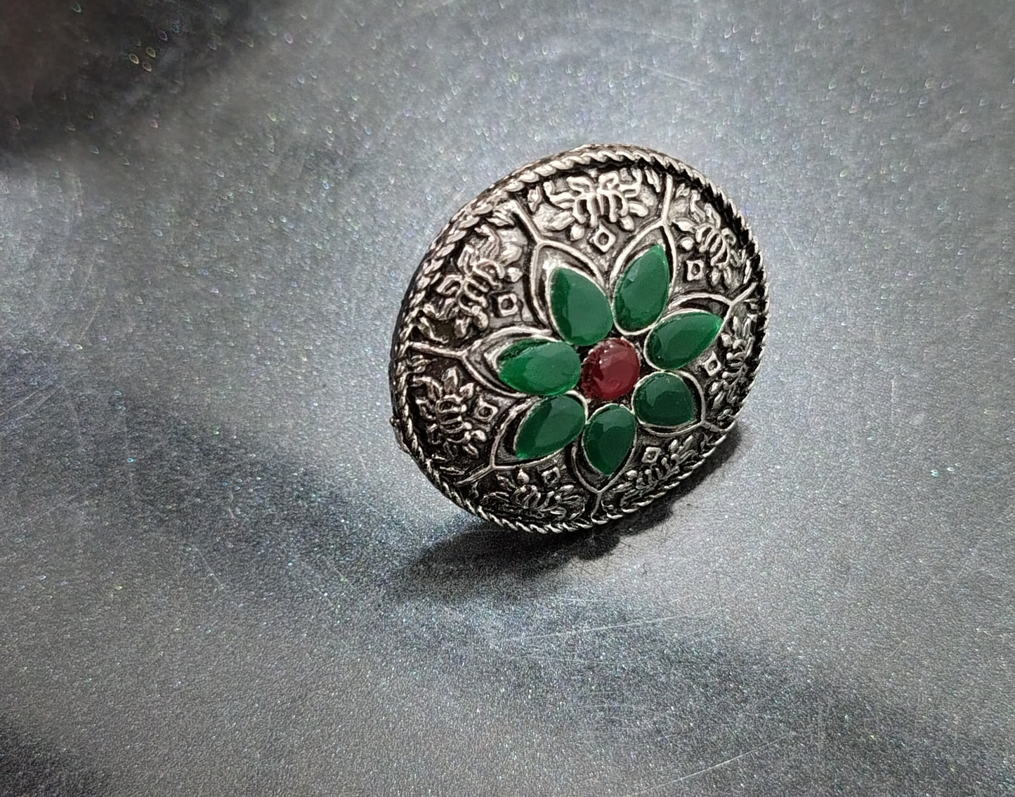 oxidized silver statement ring