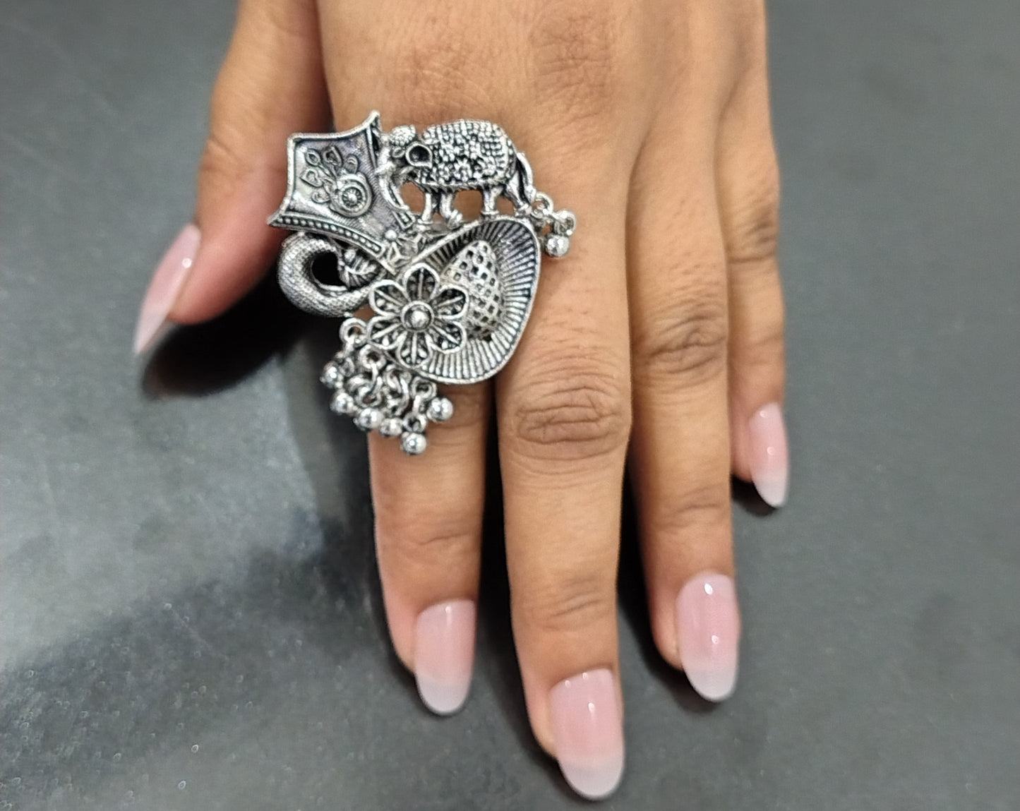 oxidized ring for any ethnic party look.
