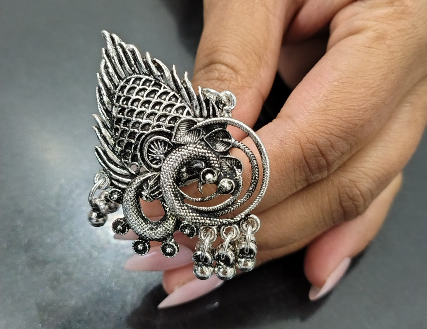 Beautiful peacock oxidized ring.